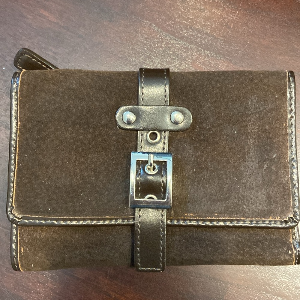 Wilson suede leather wallet brown EUC
